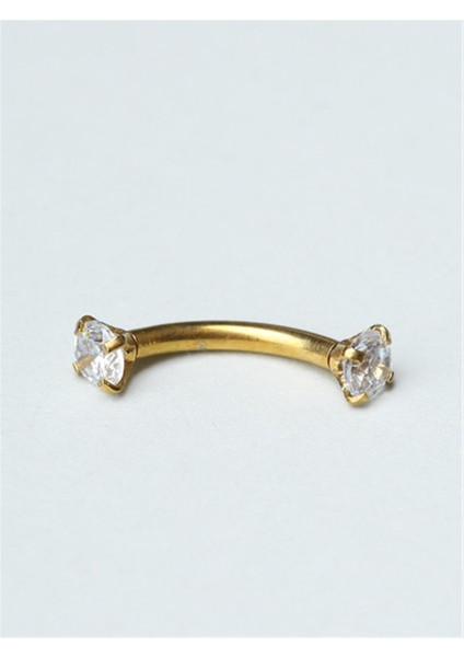 Yuvarlak Taşlı Kaş & Rook Gold Piercing
