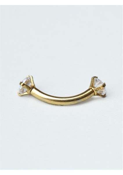 Yuvarlak Taşlı Kaş & Rook Gold Piercing