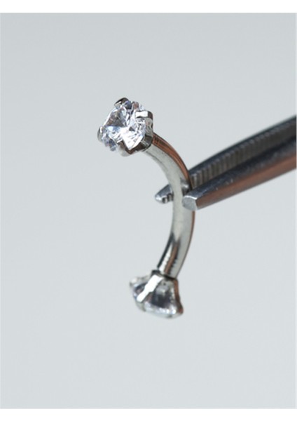 Yuvarlak Taşlı Kaş & Rook Silver Piercing