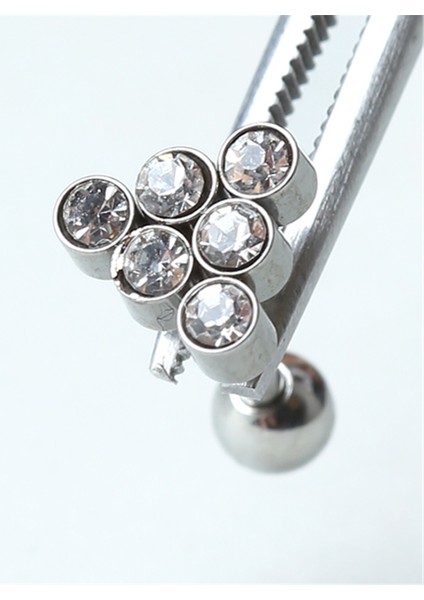 Altı Taşlı Piramit Silver Piercing