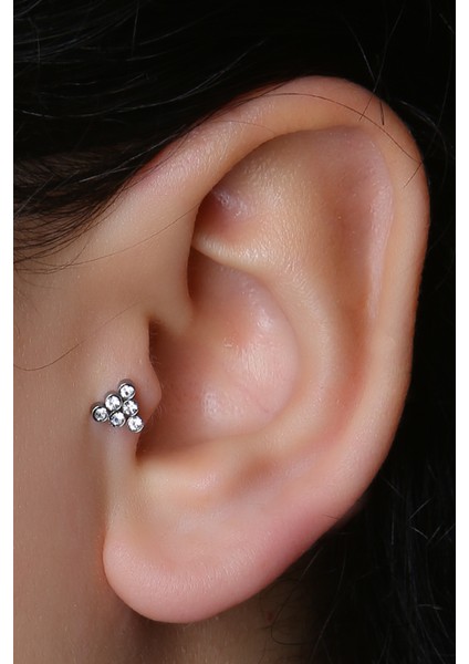 Altı Taşlı Piramit Silver Piercing