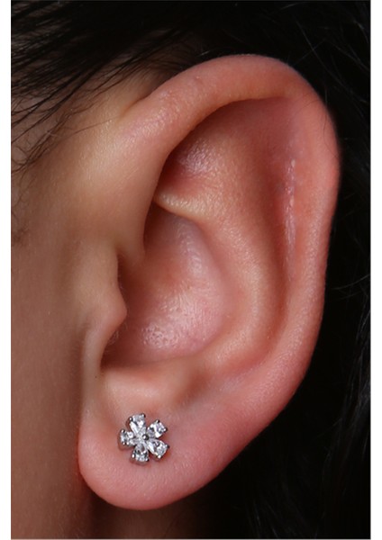 5 Damla Çiçek Silver Piercing