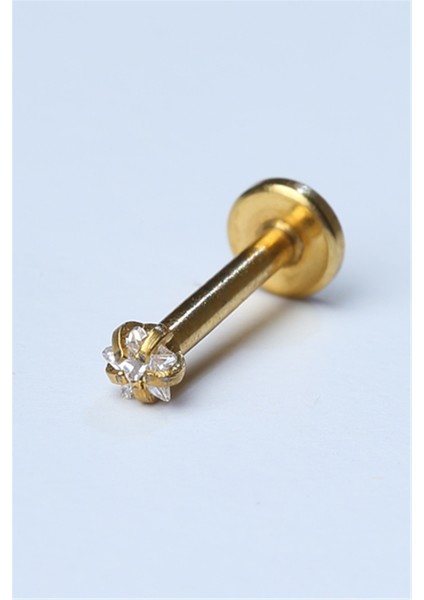 Yıldız Taş Labret Mini Boy Gold Piercing