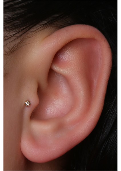 Yıldız Taş Labret Mini Boy Gold Piercing modelleri
