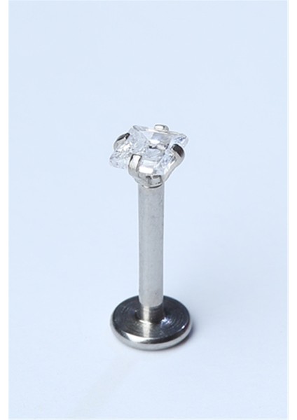 Kare Taş Labret Küçük Boy Silver Piercing