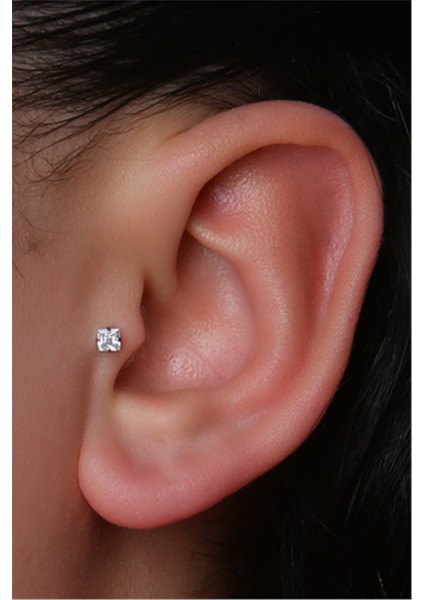 Kare Taş Labret Küçük Boy Silver Piercing