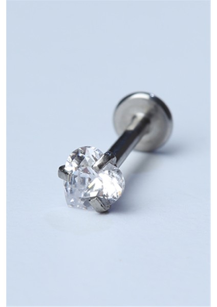 Kalp Taş Labret Büyük Boy Silver Piercing
