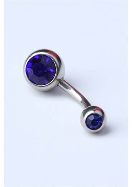 Düz Safir Taş Göbek Silver Piercing