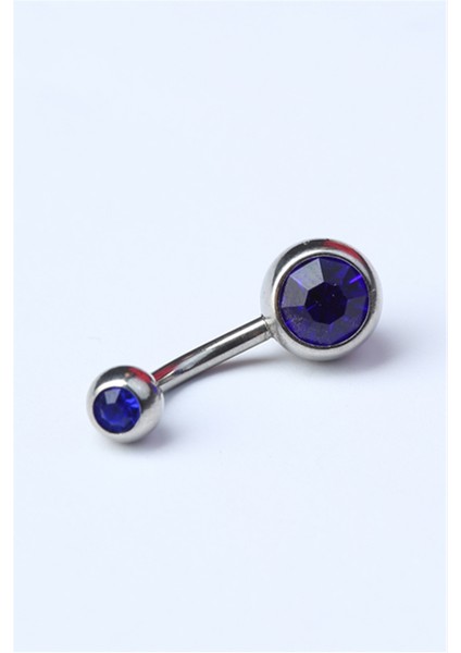 Düz Safir Taş Göbek Silver Piercing