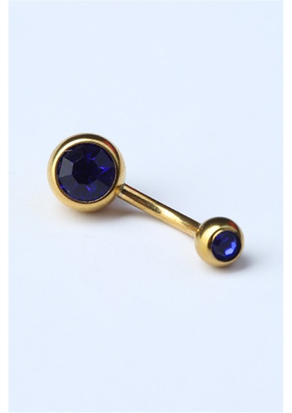 Düz Safir Taş Göbek Gold Piercing