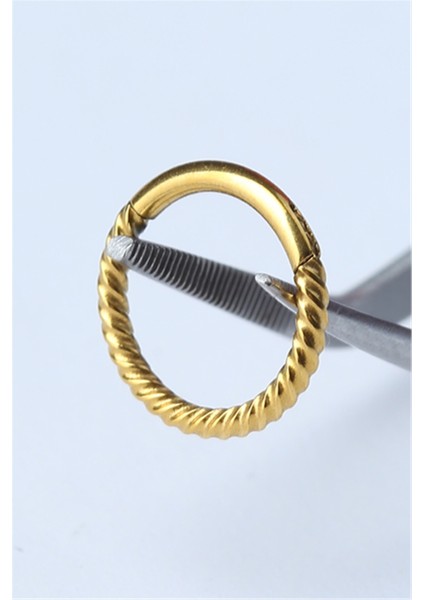 Hasır Gizli Kilit Küçük Boy Halka Gold Piercing