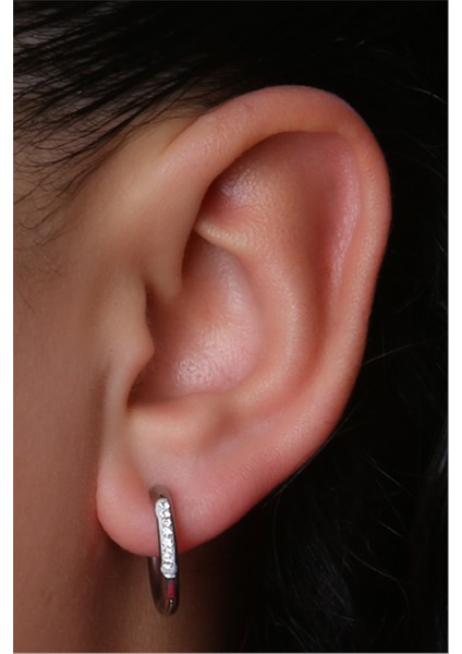 Jumbo Önü Taşlı (Küpe) Silver Piercing