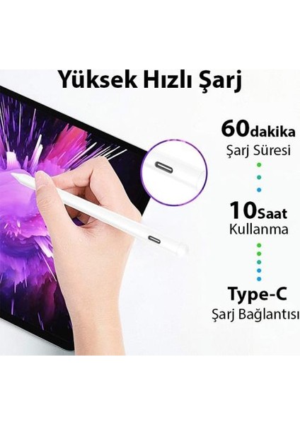 Apple Pencil Active Touch Kapasitif Dokunmatik Kalem, Tablet ve Telefon Için Eğimli Kalem