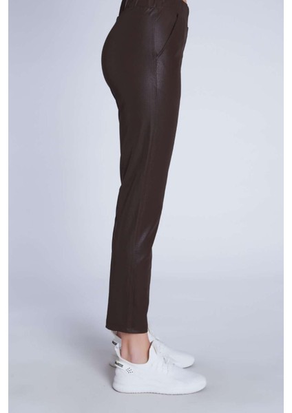 Kadın Deri Brown Pantolon Tayt modelleri