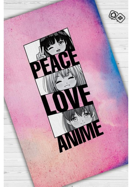 Barış Aşk Anime Dokuma Tabanlı Yıkanabilir Kaymaz Anime Severler Halısı