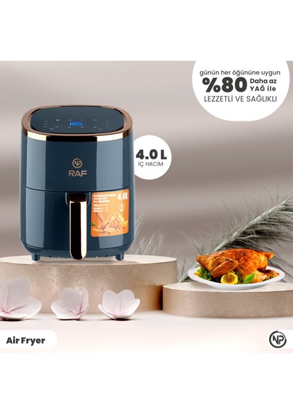 Raf R5007 Dokunmatik Ekran 4.0l Airfryer 1500W Yağsız Kızartma & Sıcak Hava Fritözü