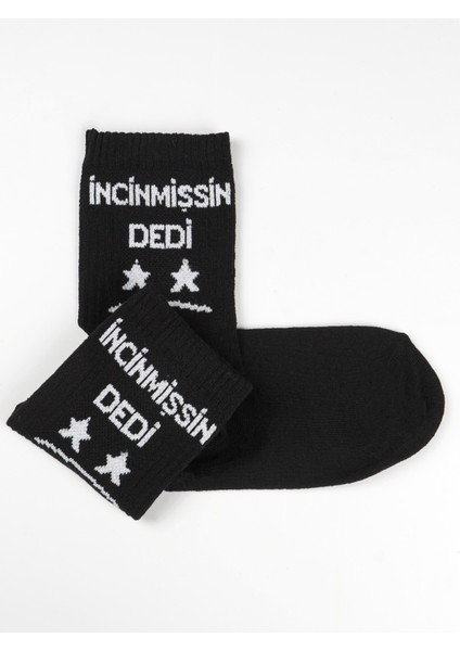 Beşiroğlu Grup 2'li Siyah Beyaz Pamuk Spor Tenis Fitness Çorabı Incinmişsin Dedi Desenli fırsatları