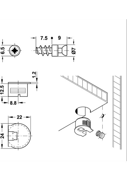 Rafix Tab 20 ve Mil Bağlantı Elemanı Beyaz Renkli 8'li Avantaj Paket modelleri
