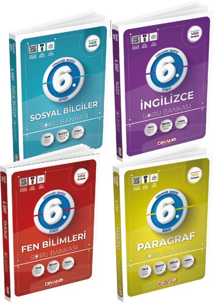 6. Sınıf Fen Bilimleri+Sosyal Bilgiler+Ingilizce+Paragraf Soru Bankası 4 Lü Set (Ciltli)