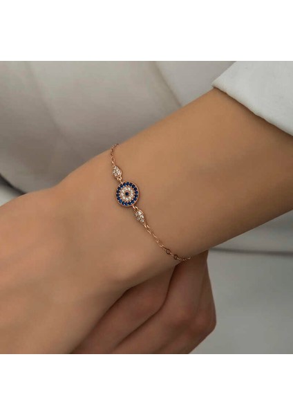 Gümüş Rose Nazar Boncuklu Kadın Bileklik fiyatları
