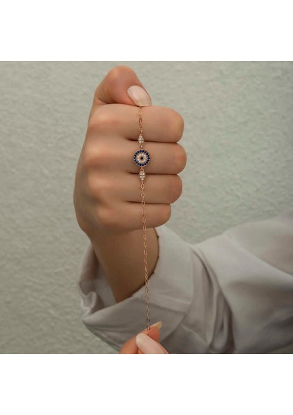 Gümüş Rose Nazar Boncuklu Kadın Bileklik fırsatları