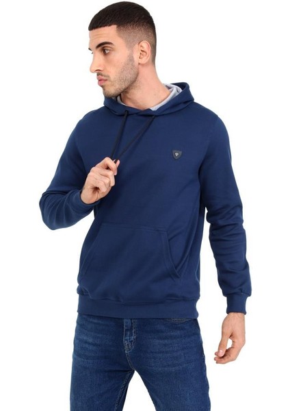 403 Erkek Kapüşonlu Kanguru Cepli Uzun Kollu Pike Basic Sweatshirt