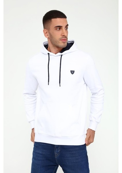 403 Erkek Kapüşonlu Kanguru Cepli Uzun Kollu Pike Basic Sweatshirt