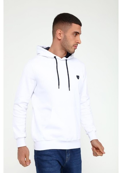 403 Erkek Kapüşonlu Kanguru Cepli Uzun Kollu Pike Basic Sweatshirt