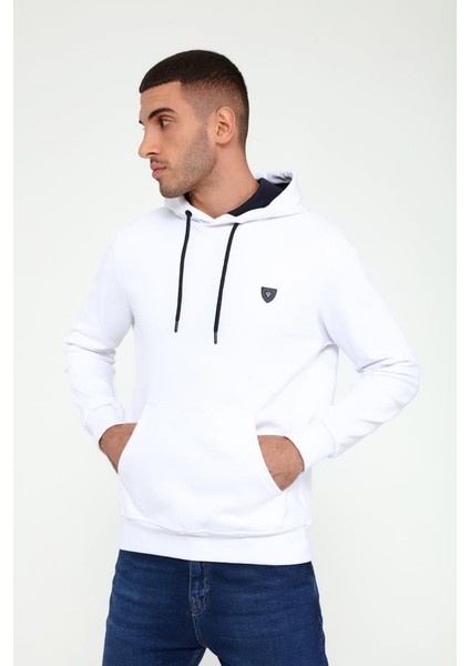 403 Erkek Kapüşonlu Kanguru Cepli Uzun Kollu Pike Basic Sweatshirt