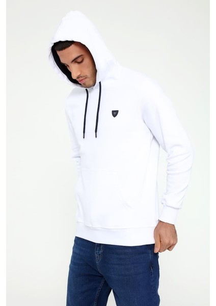 403 Erkek Kapüşonlu Kanguru Cepli Uzun Kollu Pike Basic Sweatshirt