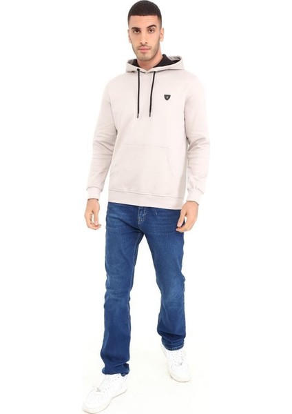 403 Erkek Kapüşonlu Kanguru Cepli Uzun Kollu Pike Basic Sweatshirt