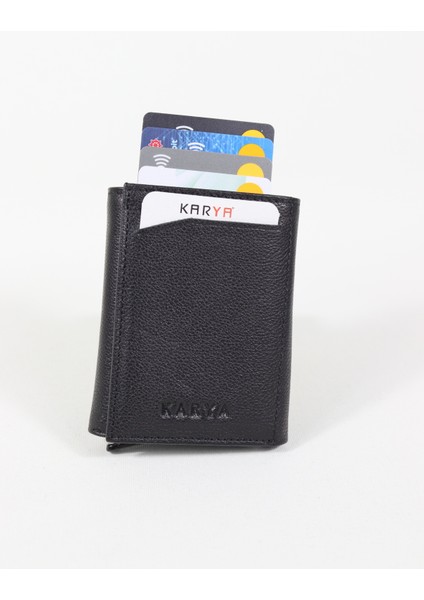 Karya Deri Hakiki Deri Unisex Mekanizmalı Kartlık Cüzdan 0060