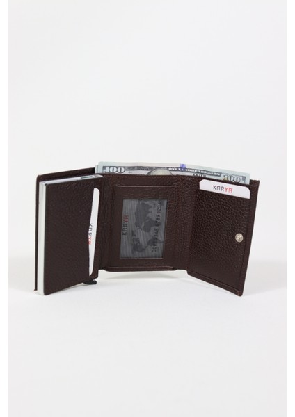Karya Deri Hakiki Deri Unisex Mekanizmalı Kartlık Cüzdan 0060
