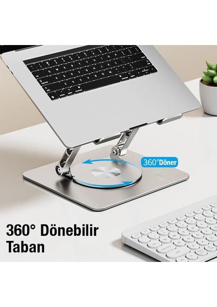 11-17 Inch Yükseklik Ayarlamalı, Katlanabilir Tablet ve Laptop Standı, 360 Derece Dönebilen