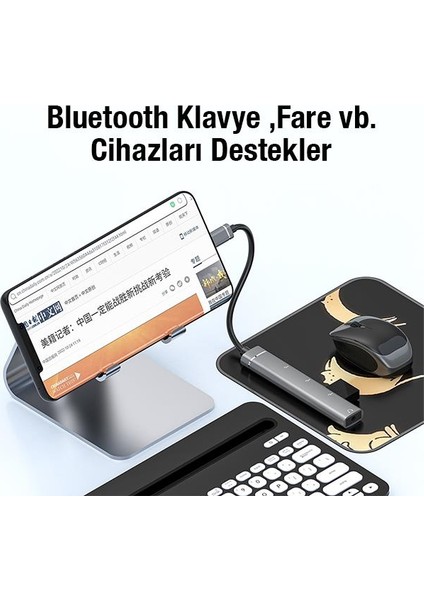 4in1 Type C Çoğaltıcı Çevirici Hub, 2x Usb, 1x Type C ve 1x 3.5mm Girişli Adaptör