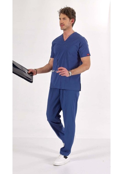 Fırtına Mavi U-Flex Likralı Scrubs Takım
