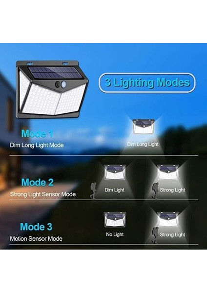 1 208 Ledli Güneş Enerjili Hareket Sensörlü Duvar Lambası (Yurt Dışından) modelleri