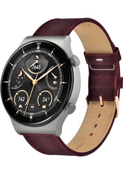 Huawei Watch 46mm 22mm Deri Kordon Watch GT4 Ultimate Gt2 E Gt2e Gt2pro Gt3 Pro Gt3pro Watch 4 Pro Gt 2 3 4 Pro Se 2e Elite Bordo Renk Deri Kayış 46 22mm