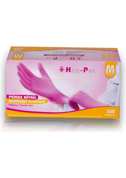Pembe Nitril Pudrasız Eldiven - M