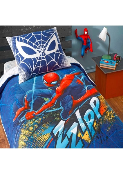 Tek Kişilik Lisanslı Nevresim Takımı Spiderman Blue City