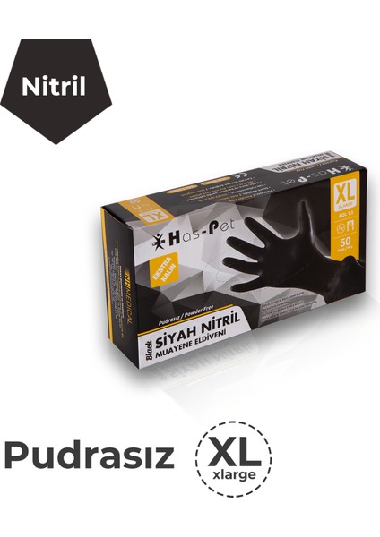 Kalın Siyah Nitril Pudrasız Eldiven - Xl