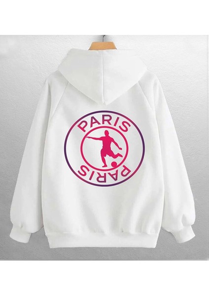 Amor Man Kapüşonlu Paris Sirt Baskili 3 Iplik Içi Komple Şardonlu Oversize Erkek Sweatshirt