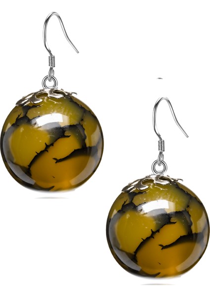 Ejderha Yeşil Akik Doğal Taş Küpe