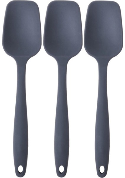 Kitchen Design Lab büyük Boy Yanmaz Silikon Düz Kaşık Spatula Seti 3parça - Spatula Düz Kaşık 3'lü Set Silikon