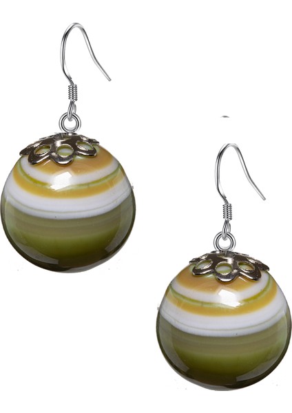 Mix Renk Akik Doğal Taş Küpe