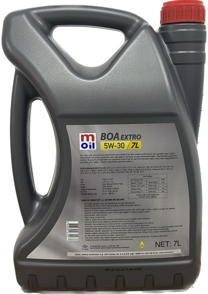 Boa Extro 5W-30 7 Litre Tam Sentetik Motor Yağı ( Üretim Yılı: 2022 )
