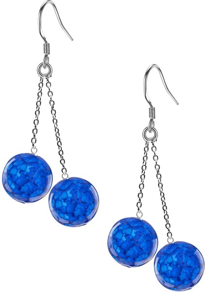 Doğal Mavi Akik Taşı Gümüş Küpe