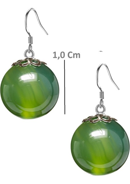 Sertifikalı Yeşim Taşlı Doğal Taş Küpe - 8mm fiyatları