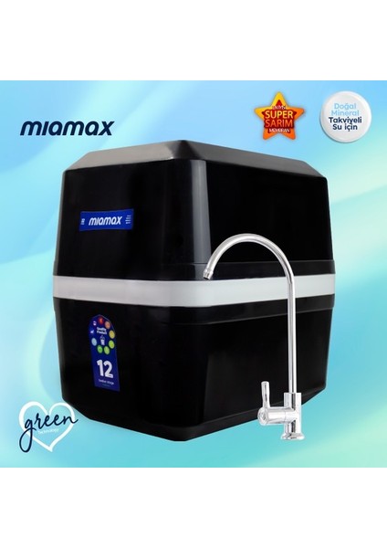 Miamax 12 Aşama 9 Litre Çelik Tanklı Mineralli Su Arıtma Cihazı