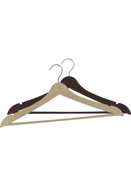 Sağlam Plastik Ahşap Görünümlü Elbise Askısı 3 Adet Kahverengi